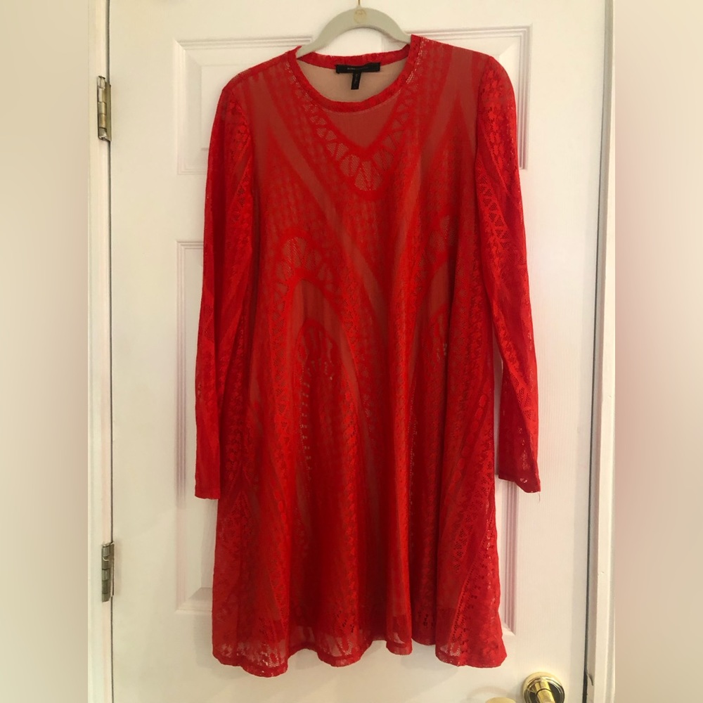 BCBG Max Azria Red Lace Swing/Maternity Dress Sz S